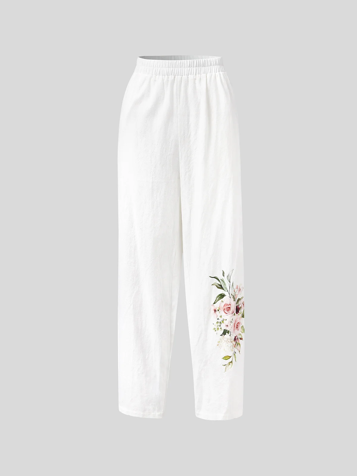 Boho Linen Loose Floral Casual Pants