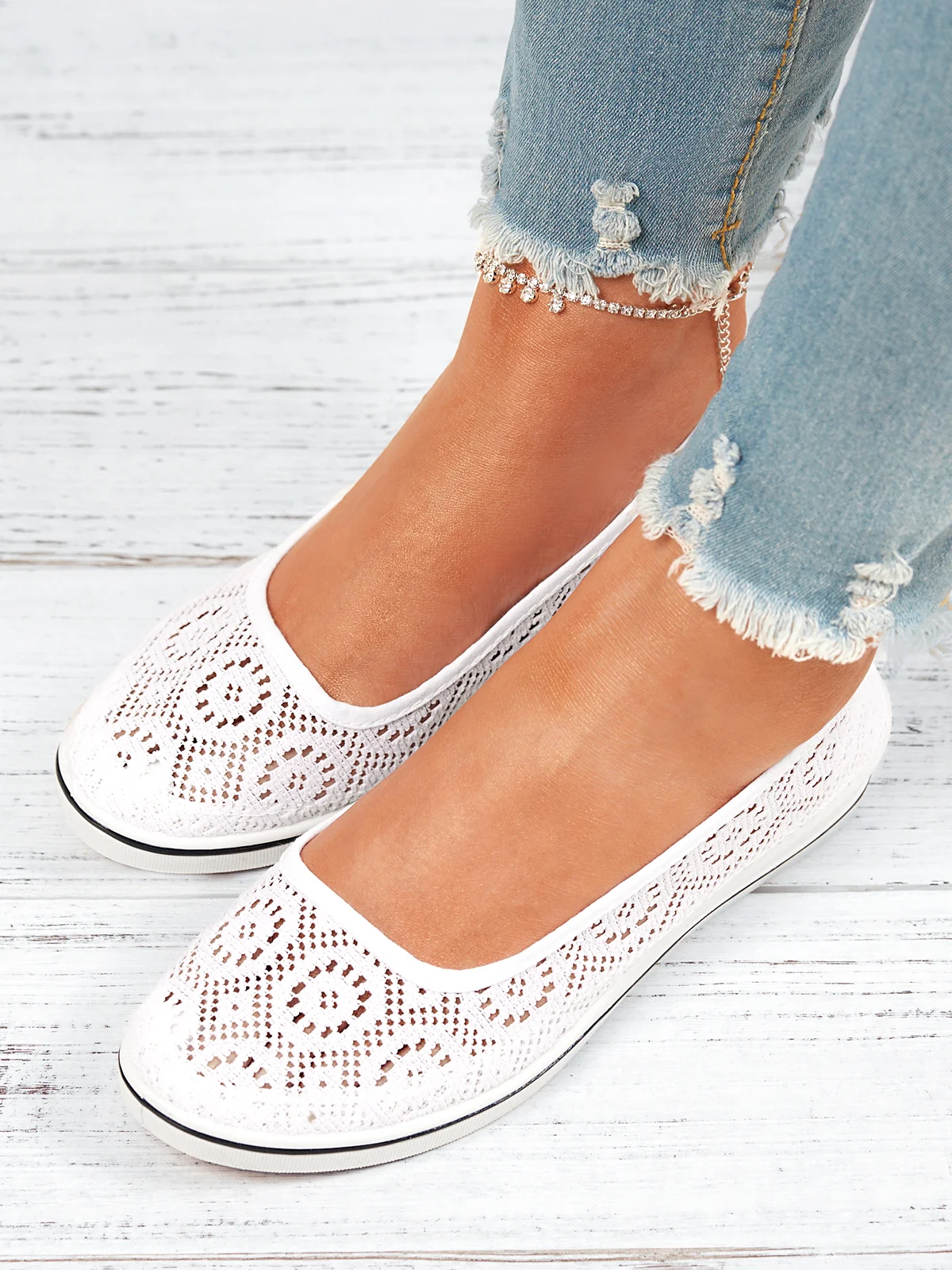 Comfortable Non-slip Hollow Lace Breathable Wedge Shoes