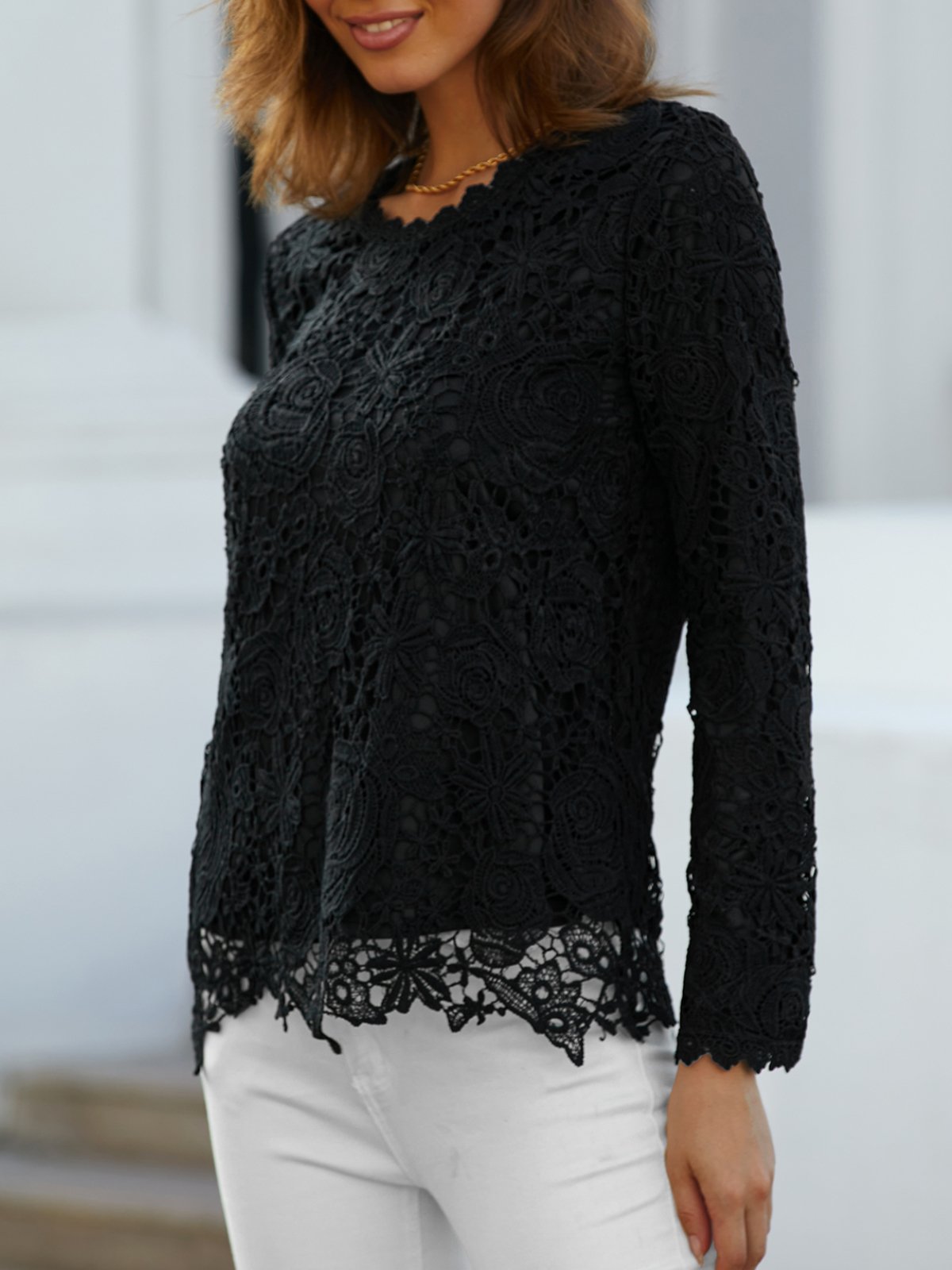 Lace Regular Fit Casual Lace Top