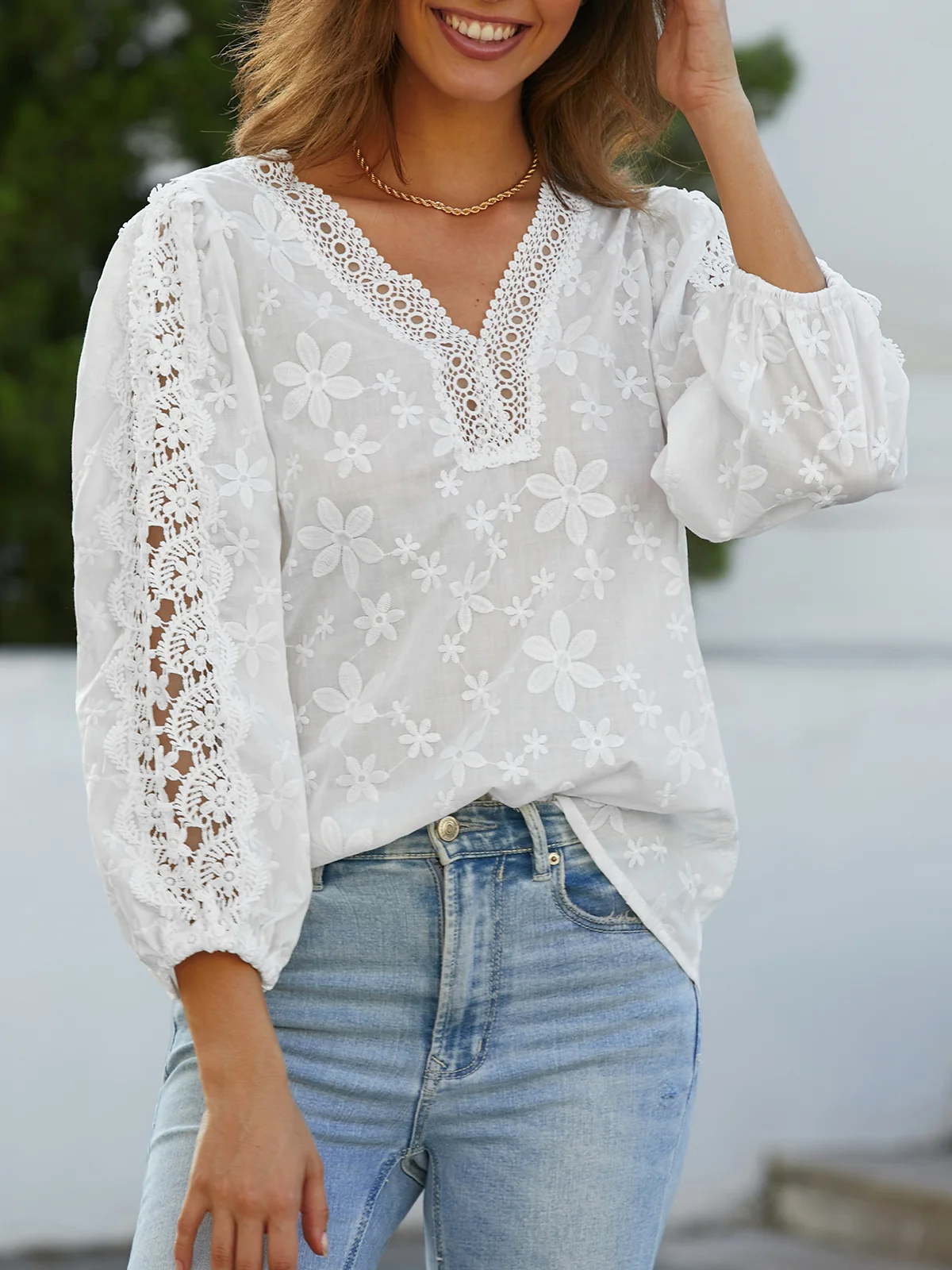 Linen Cotton And Linen Lace Shirt