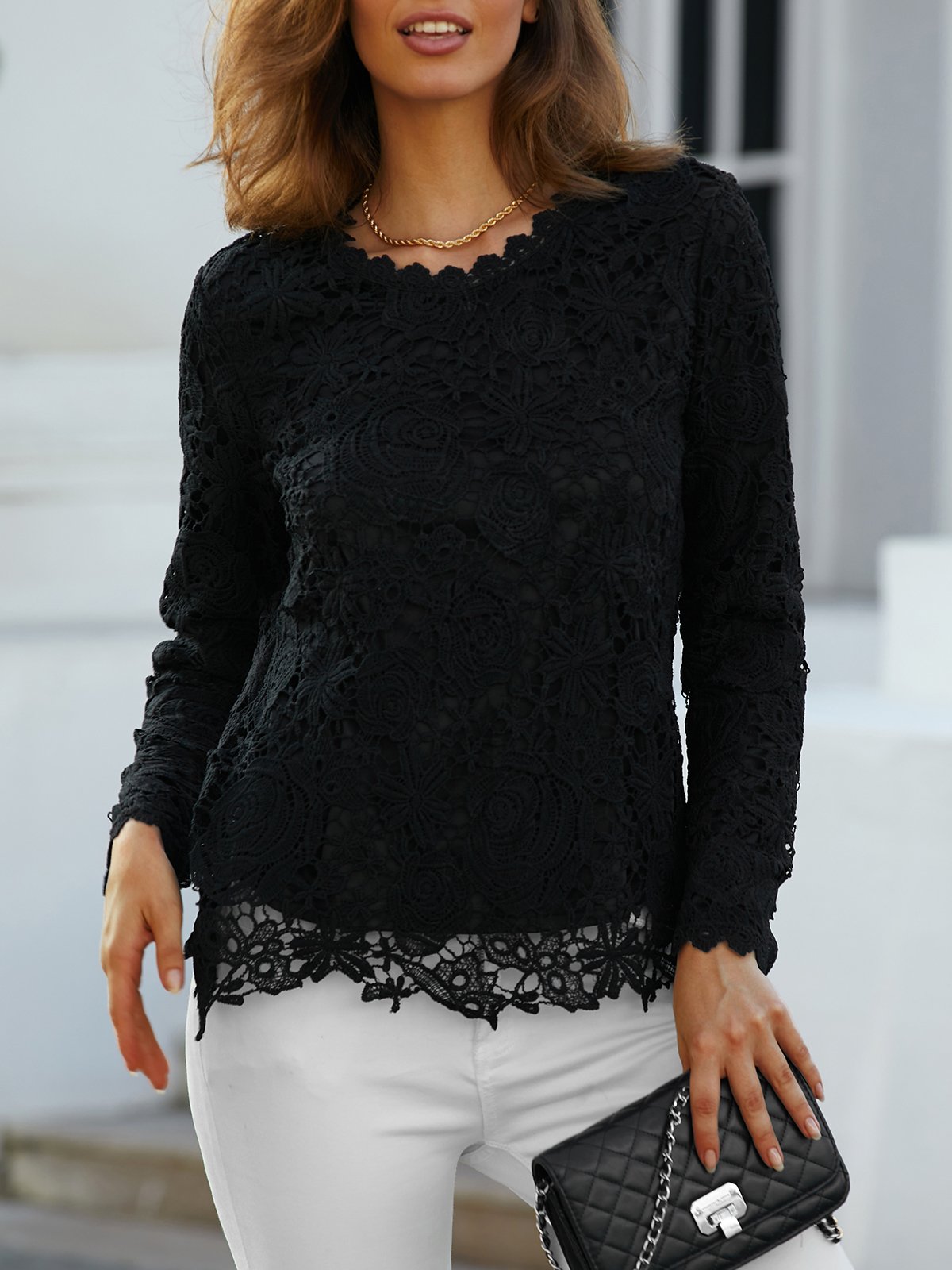 Lace Regular Fit Casual Lace Top