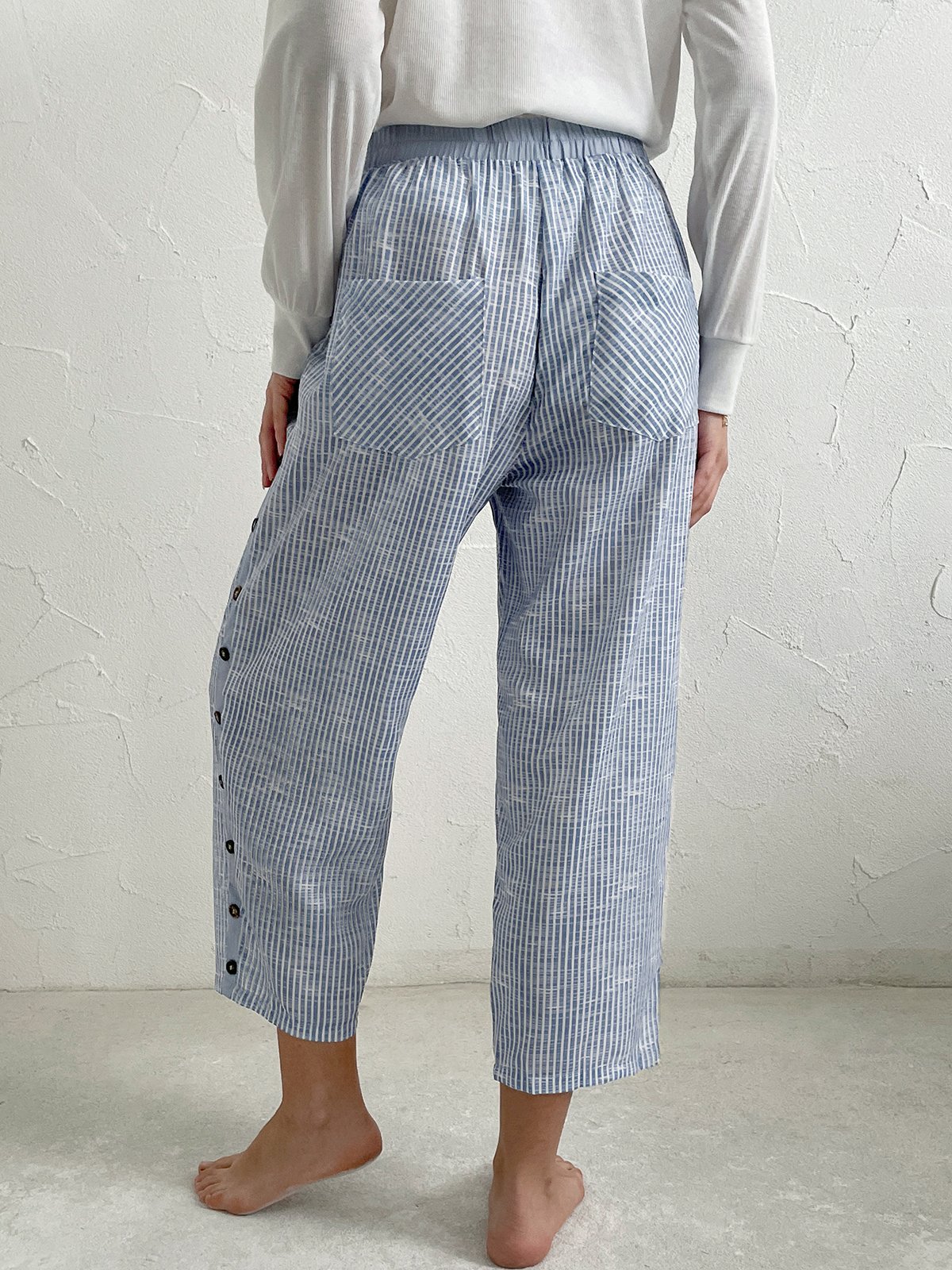 Striped Casual Cotton Loose Pants