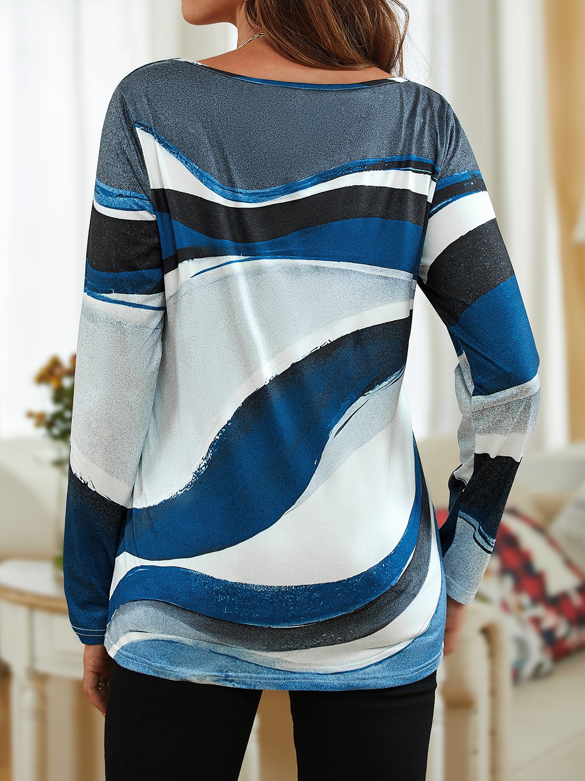 Striped Casual Loose V Neck T-Shirt