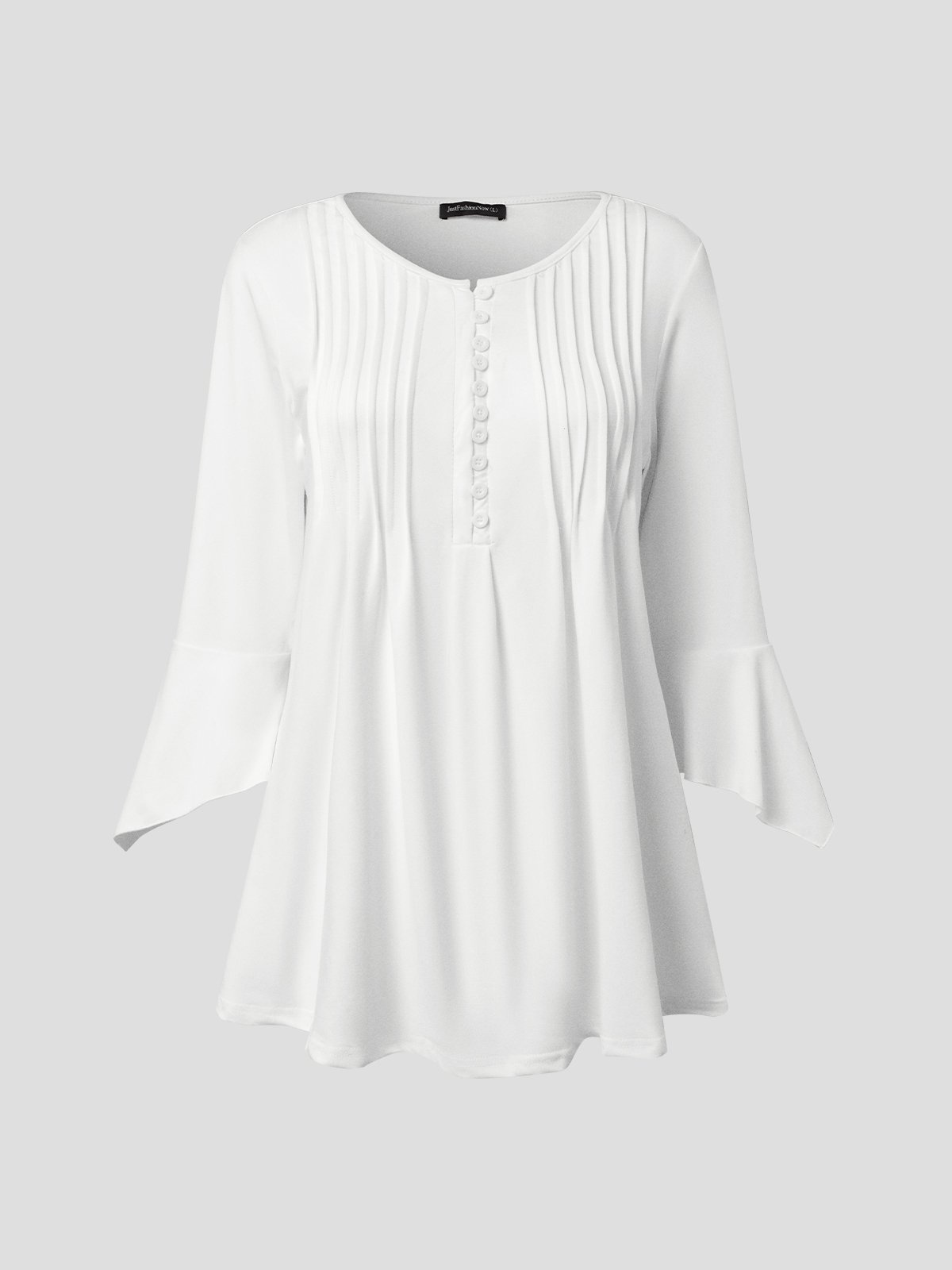 Casual Plain V Neck Tops