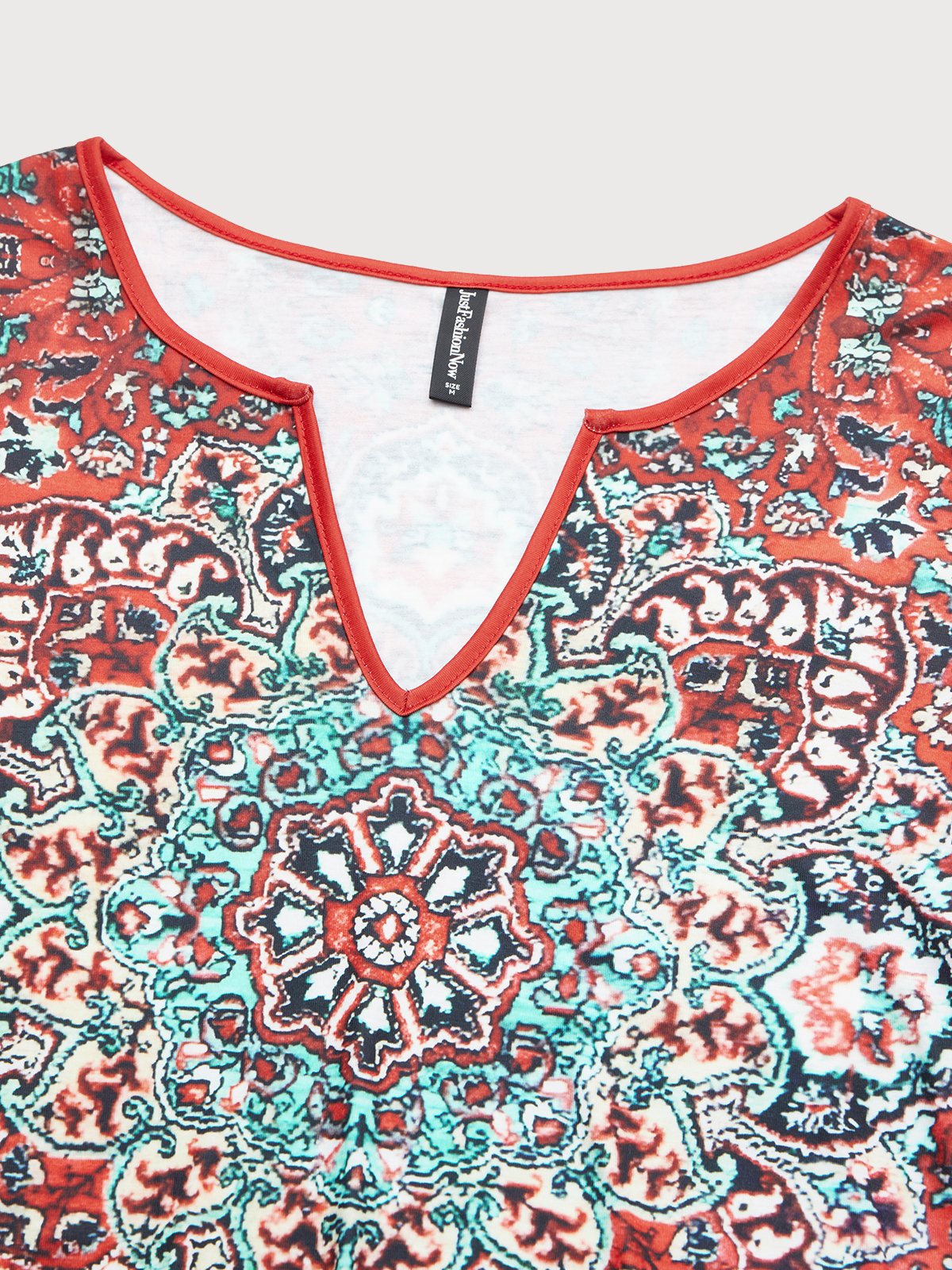 Ethnic Loose V Neck T-Shirt