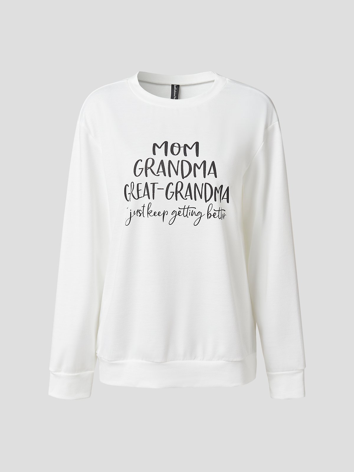 Casual Loose Crew Neck Text Letters Sweatshirts