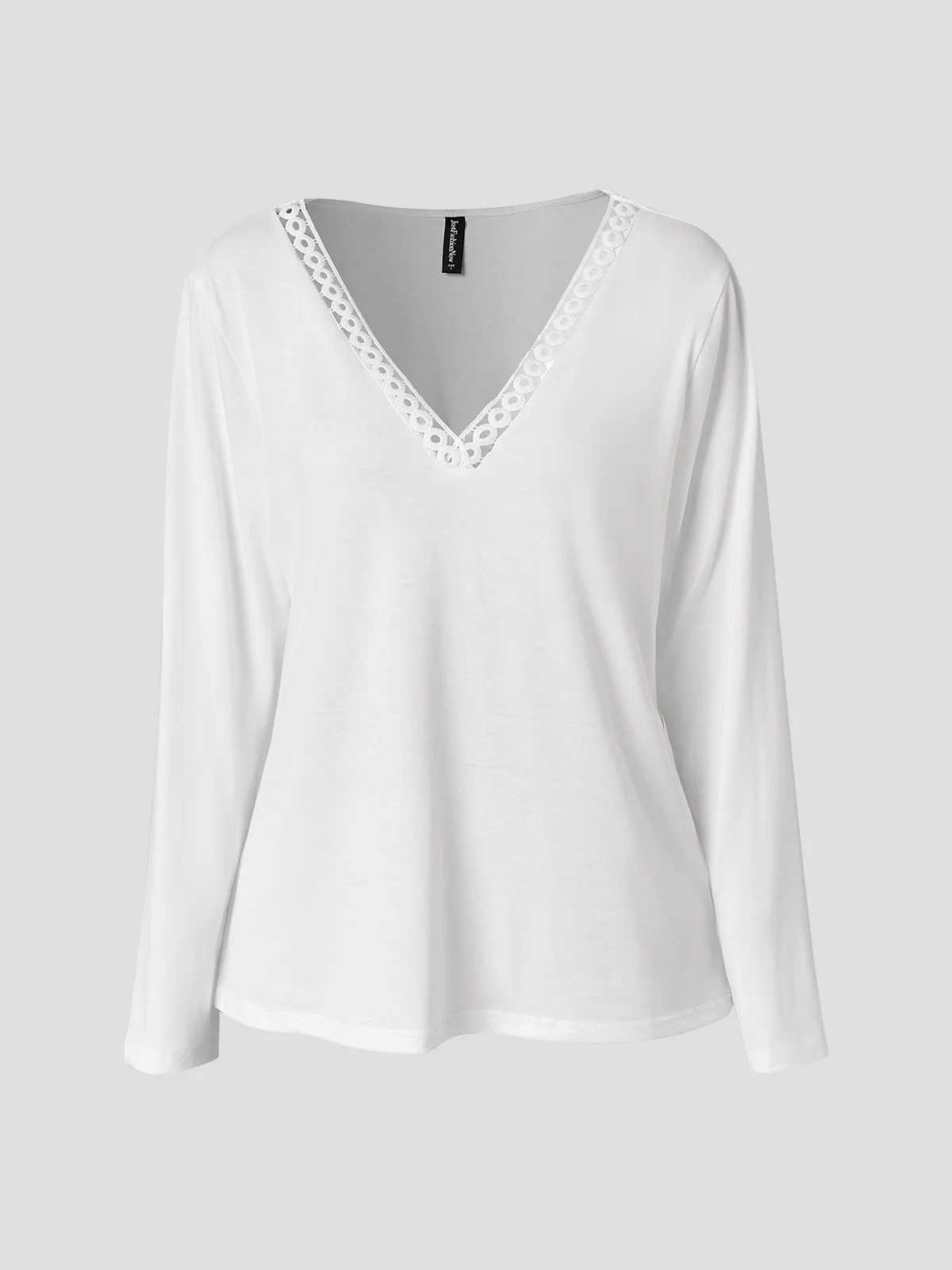 Lace Casual Plain T-Shirt