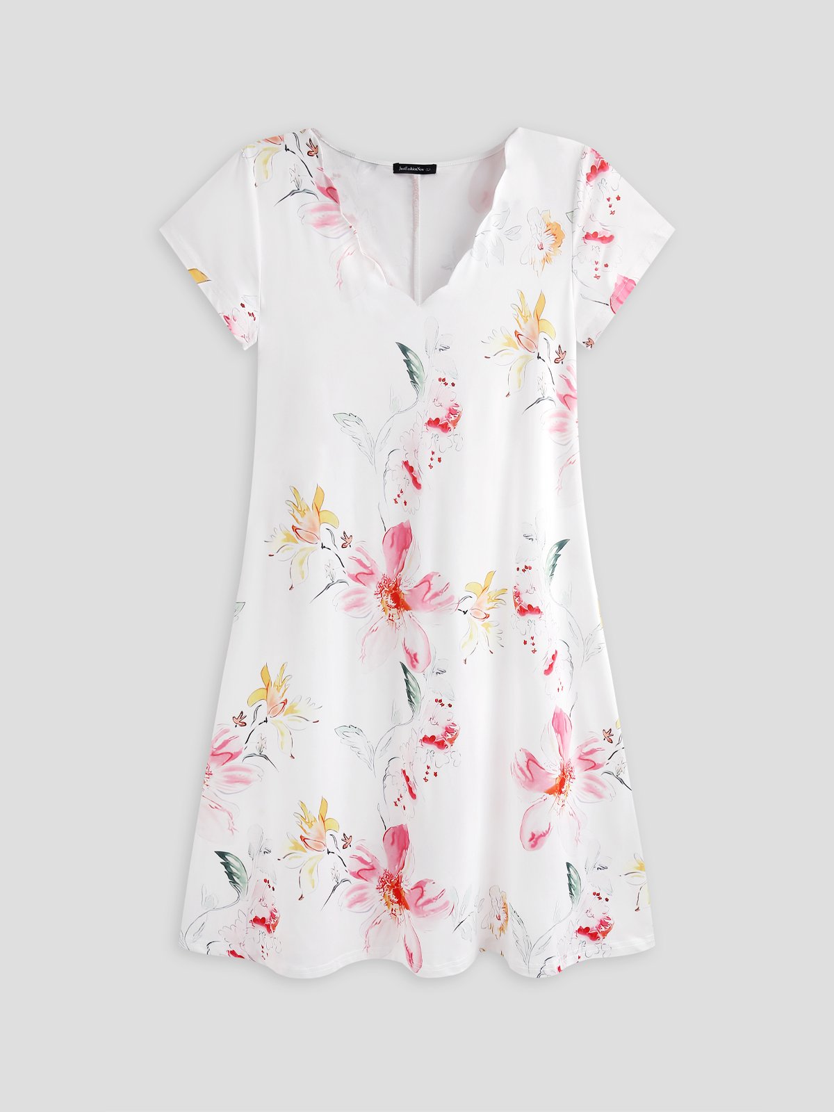 Casual Floral Short Sleeve Knit Dress