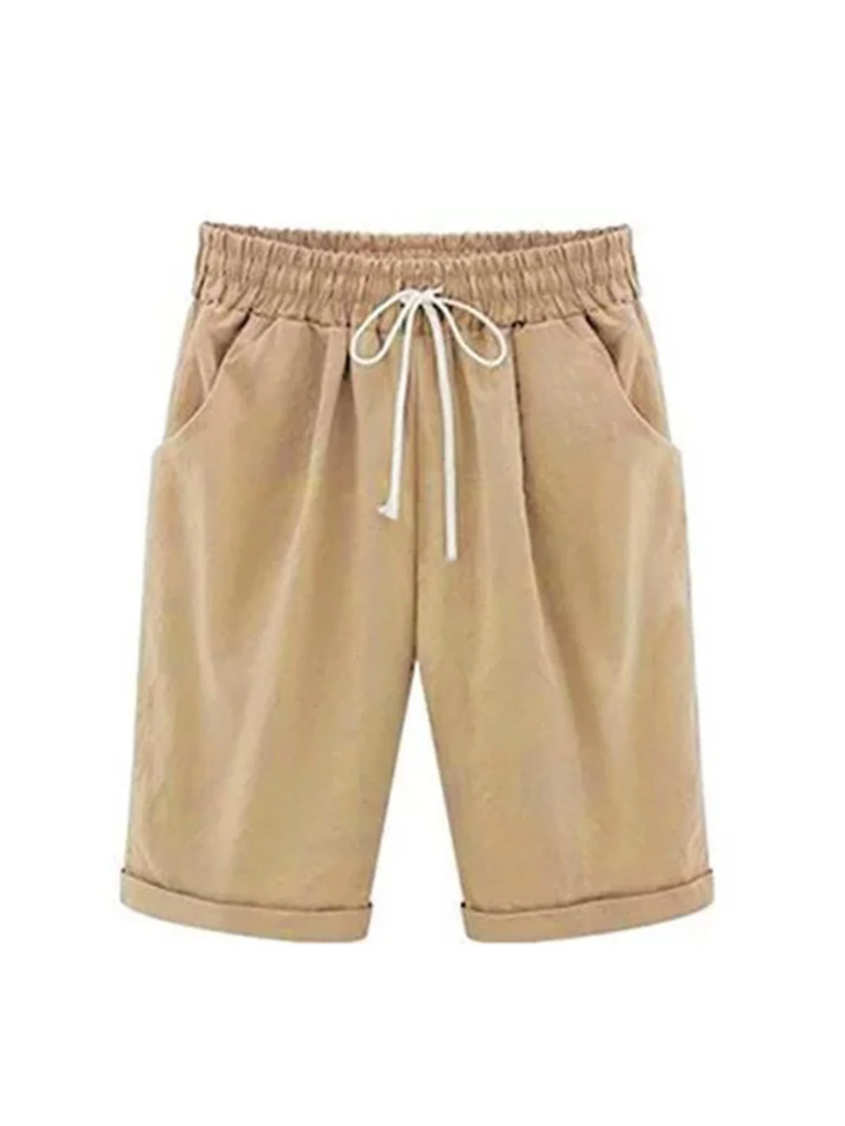 Lace Up Elastic Waistband Loose Shorts