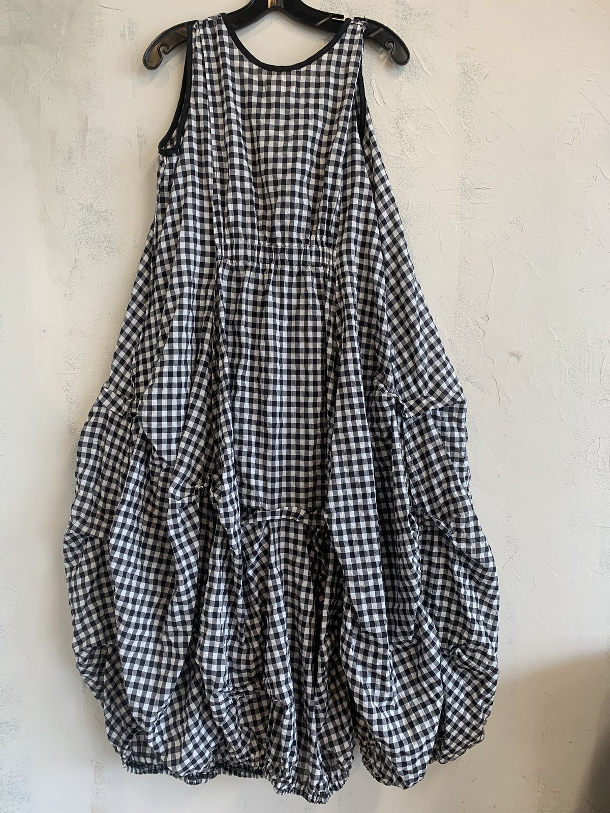 Checkered Women Summer MIdi Weaving Dress With Pockets