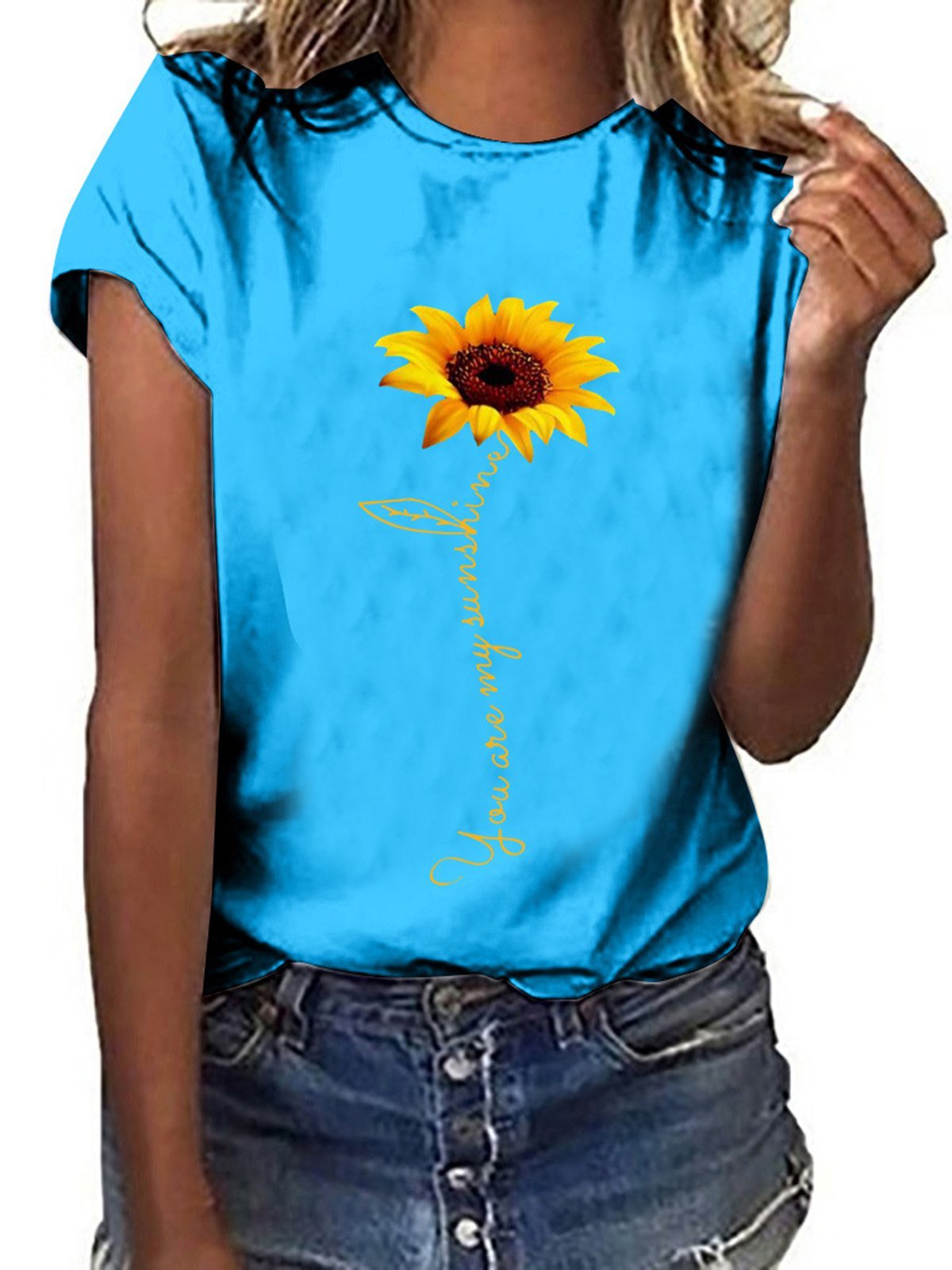Sunflower Printed Loose Casual Tshirt Outlet.justfashionnow