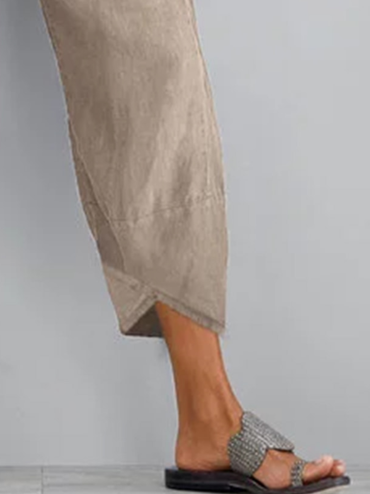 Khaki Printed Casual Cotton Pants