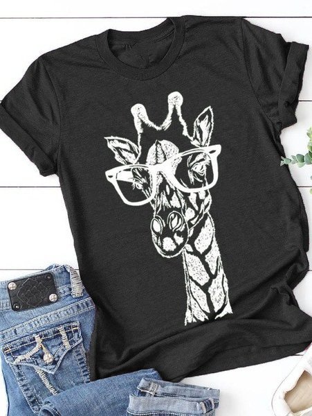 Giraffe Casual Short Sleeve T-T-shirt