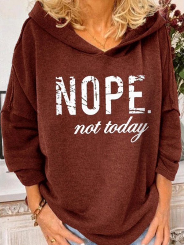 ”Nope Print“ Long Sleeve Casual Hoodie Sweatshirt