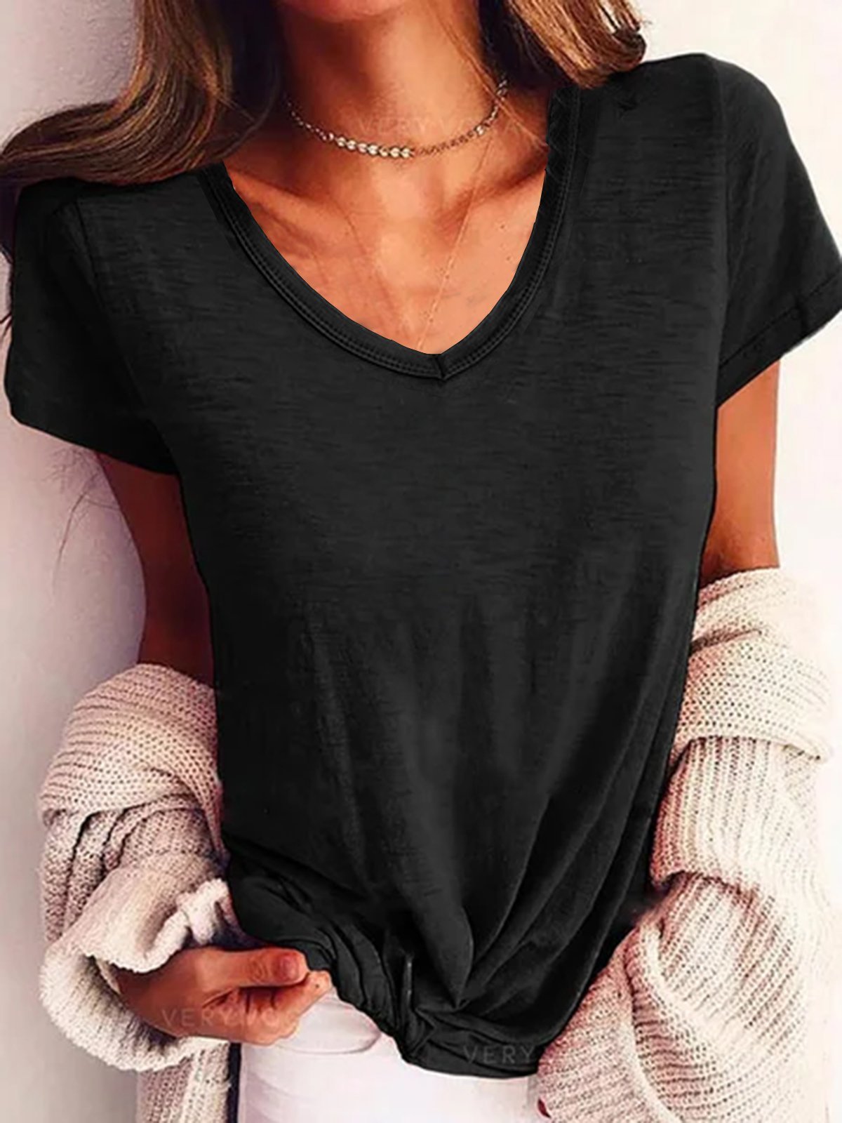 Casual Plain Short Sleeve T-shirt