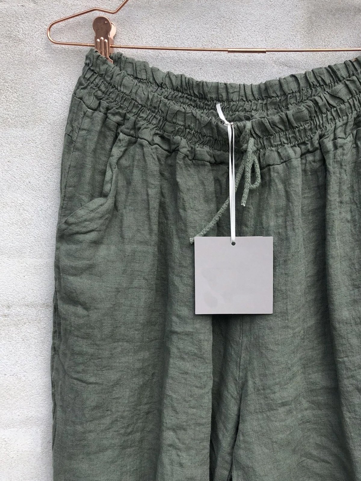 Plain Casual Cotton-Blend Pants