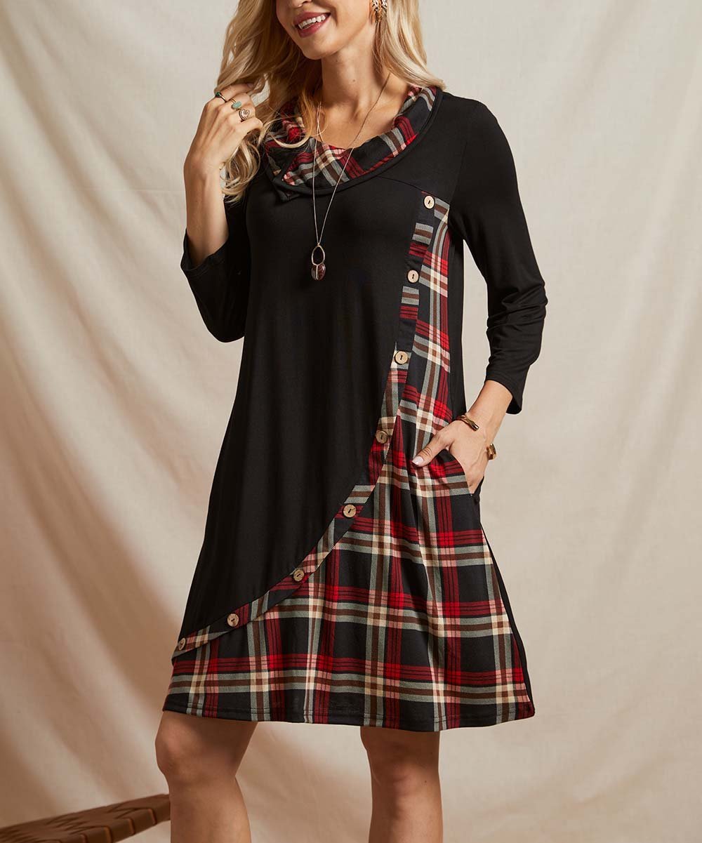 Casual Checkered/Plaid Long Sleeve Knitting Dress