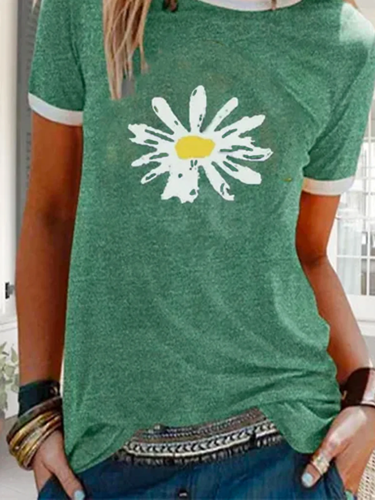 Green Short Sleeve Crew Neck T-shirt