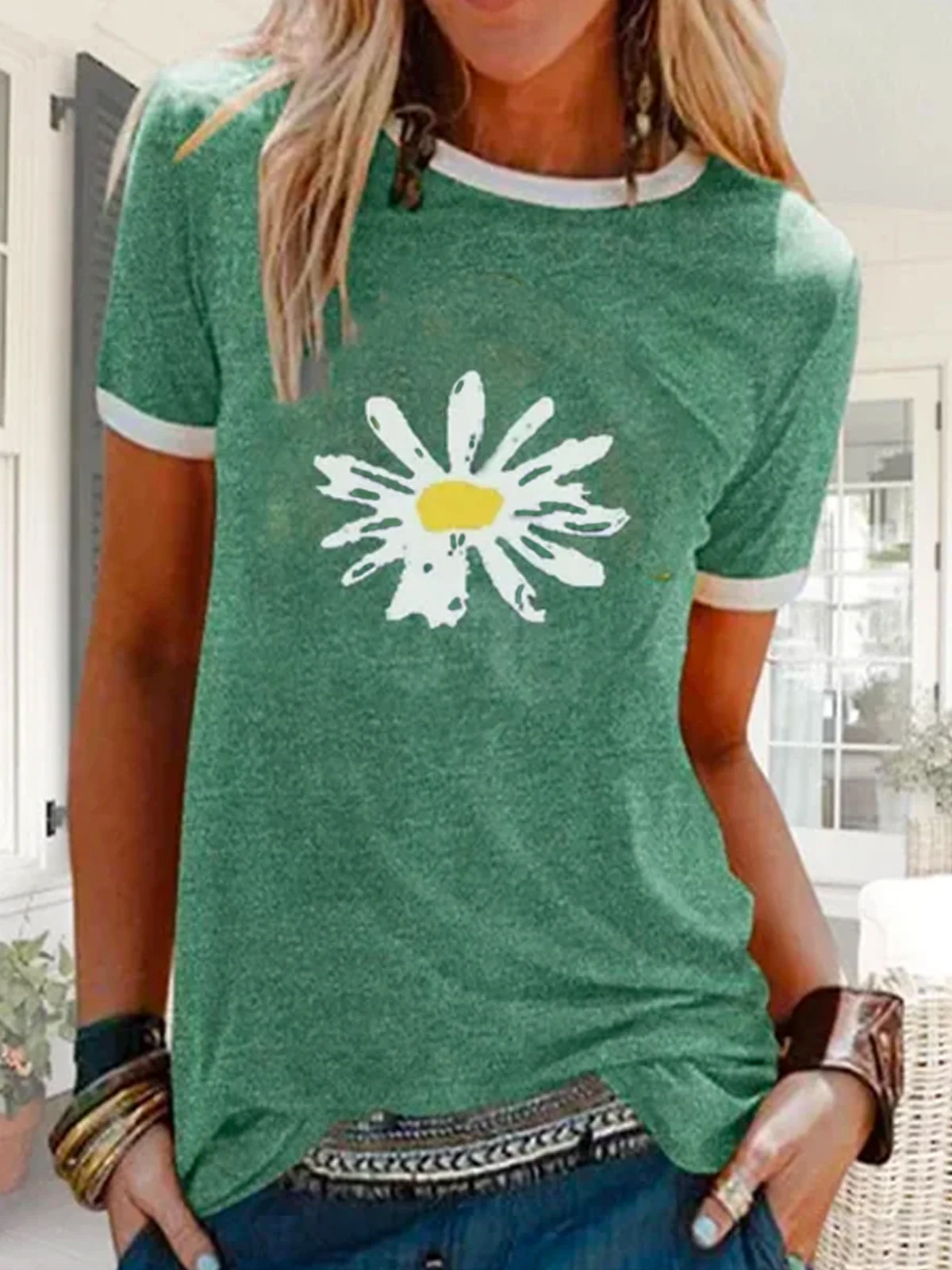 Green Short Sleeve Crew Neck T-shirt