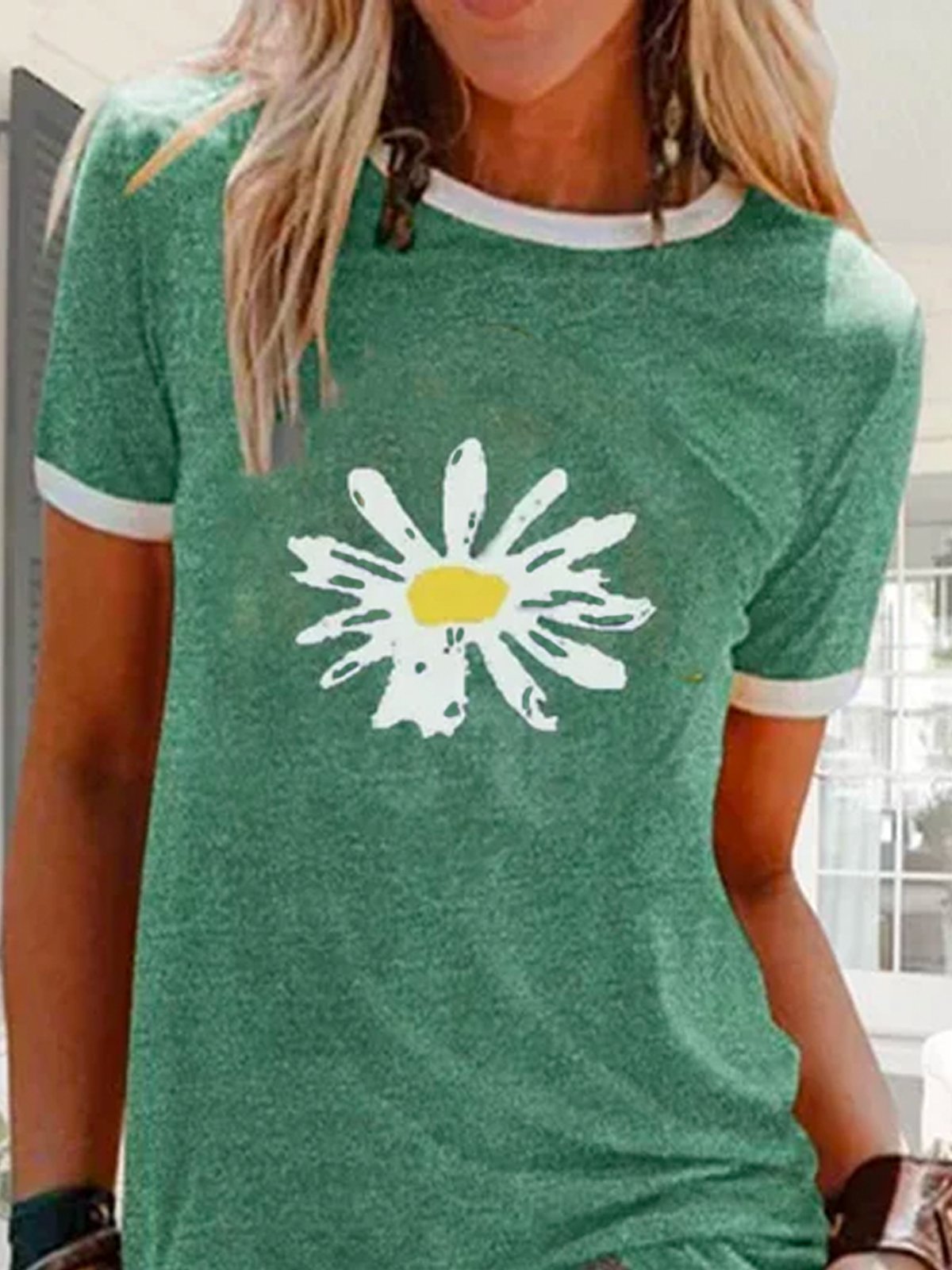 Green Short Sleeve Crew Neck T-shirt