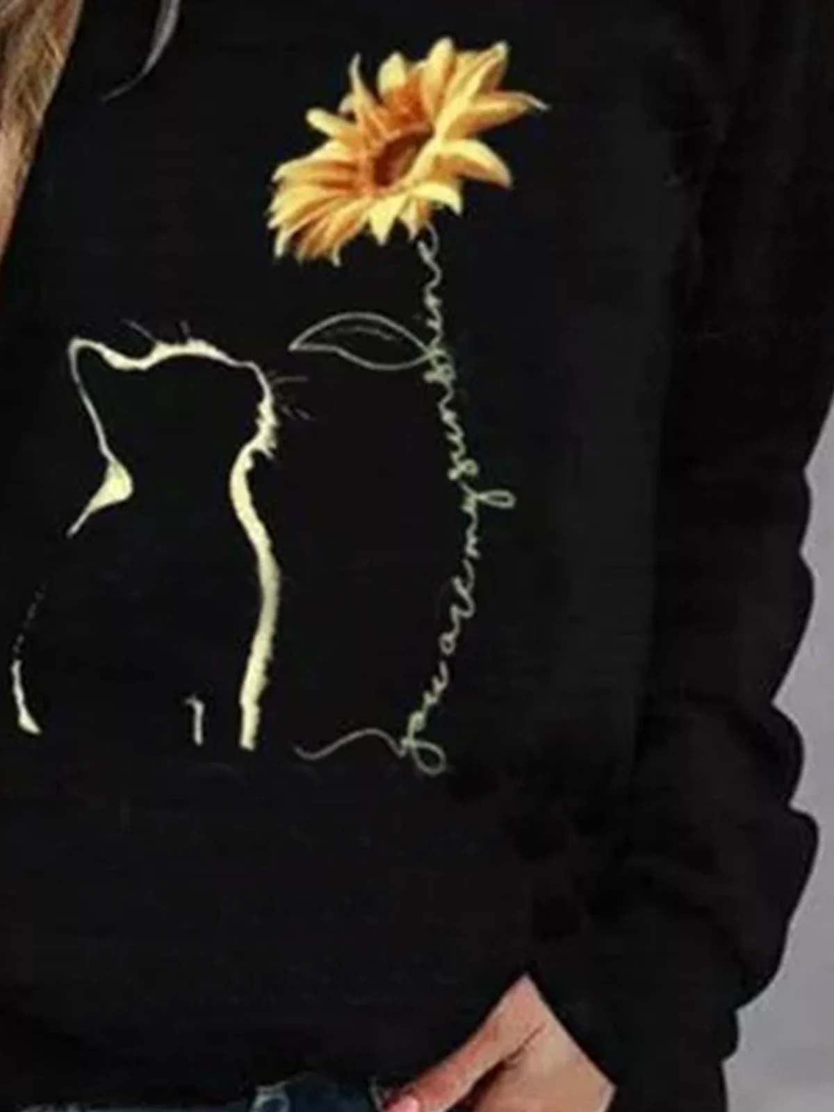 Crew Neck Animal Cute Cat Pattern T-shirt