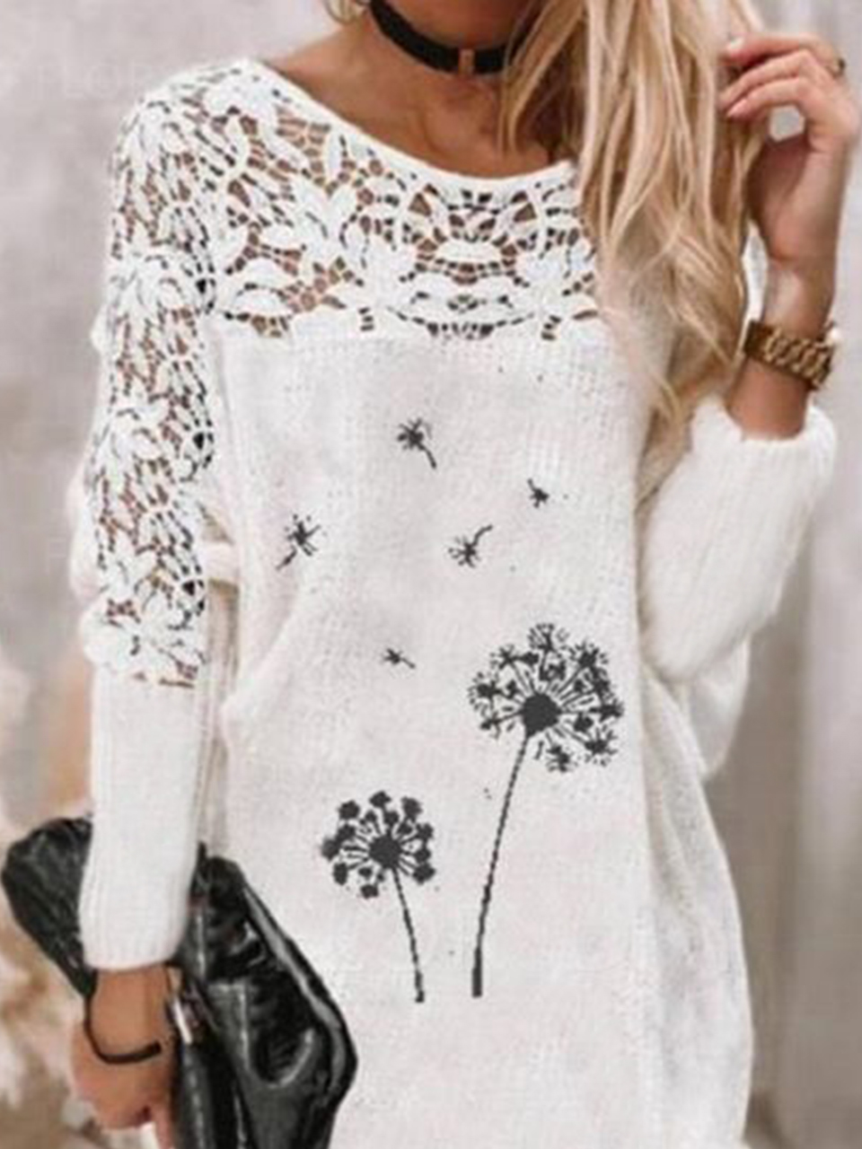 Floral Loosen Lace Knitting Dress