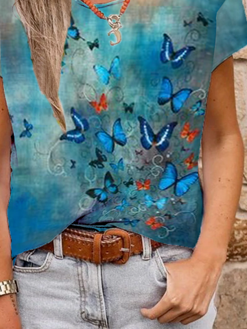 Butterfly Casual Vacation Regular Fit T-shirt