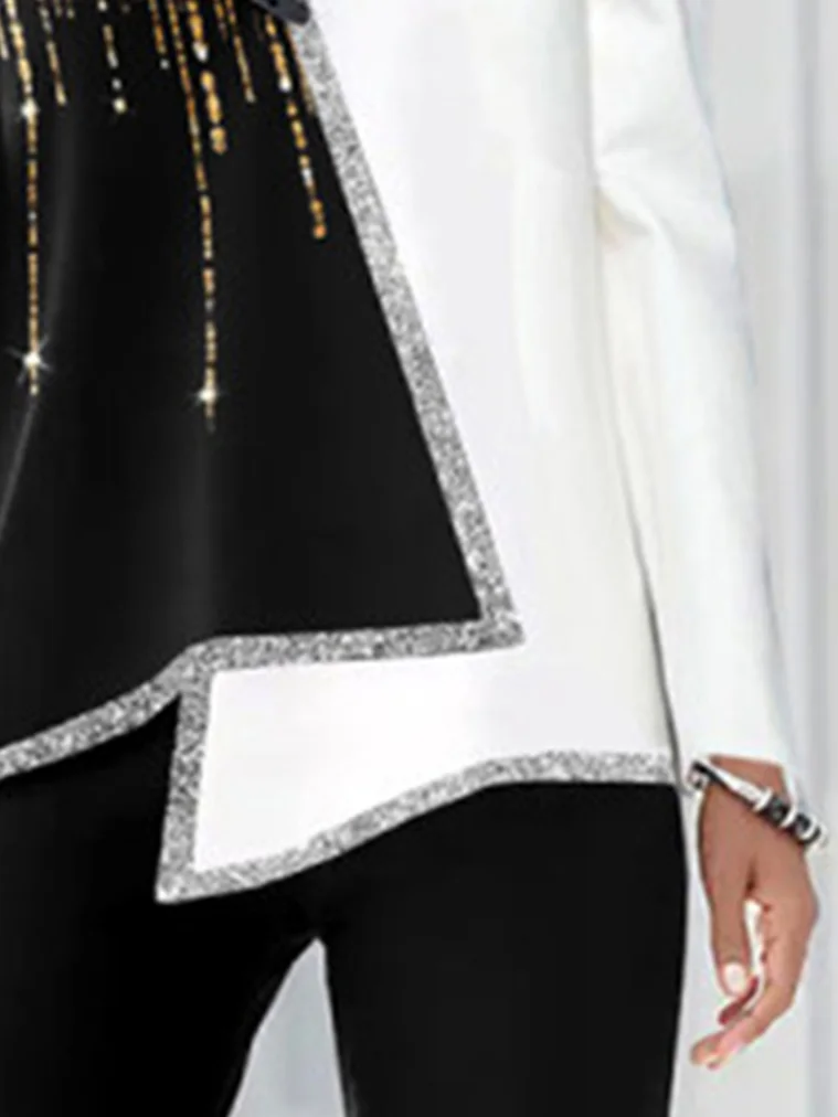 Color Block Asymmetric Loosen Tops