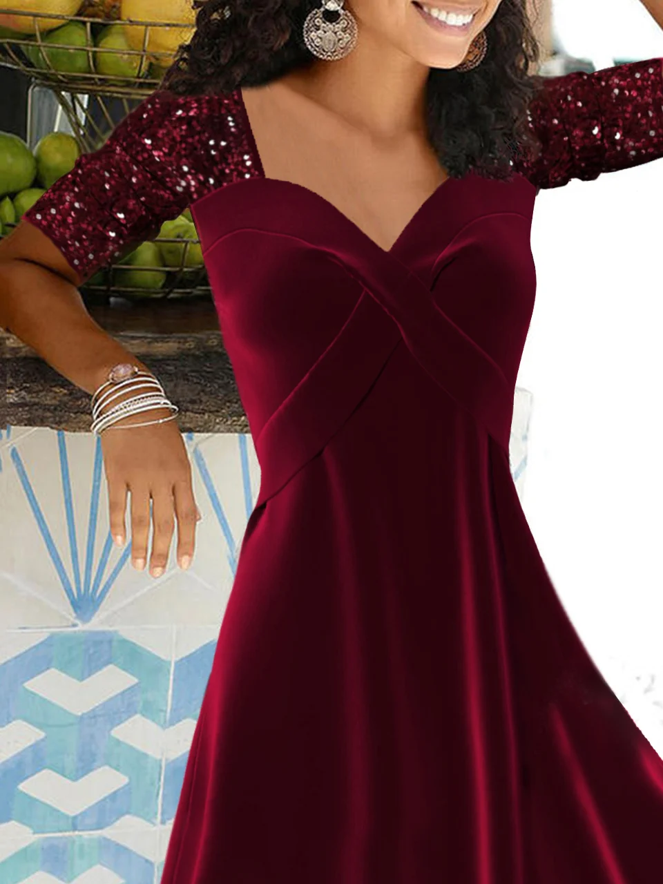 Party Heart-Shaped Collar Velvet Weaving Dress