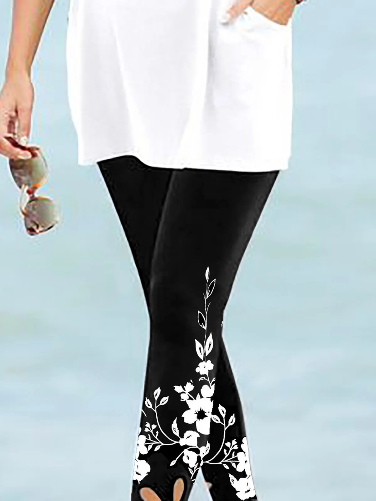 Color Block Floral Regular Fit Leggings