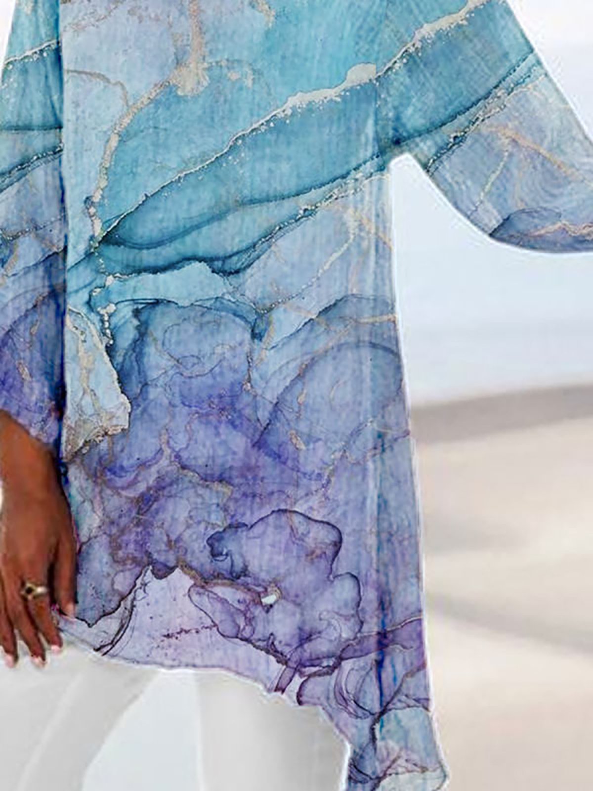 Abstract Loosen Long Sleeve Tops