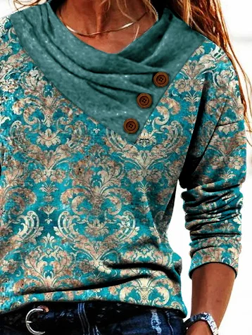 Fit Cross Neck Geometric Tops