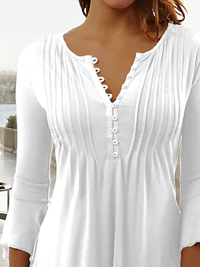 Casual Plain V Neck Tops