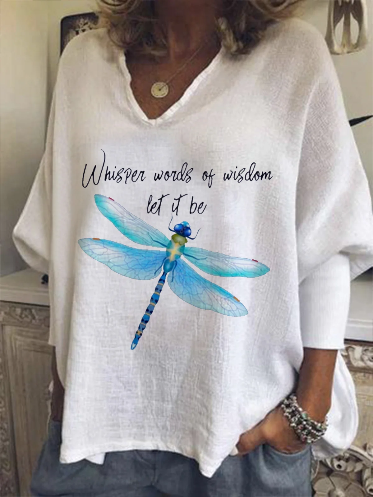 Vacation V Neck Dragonfly T-Shirt