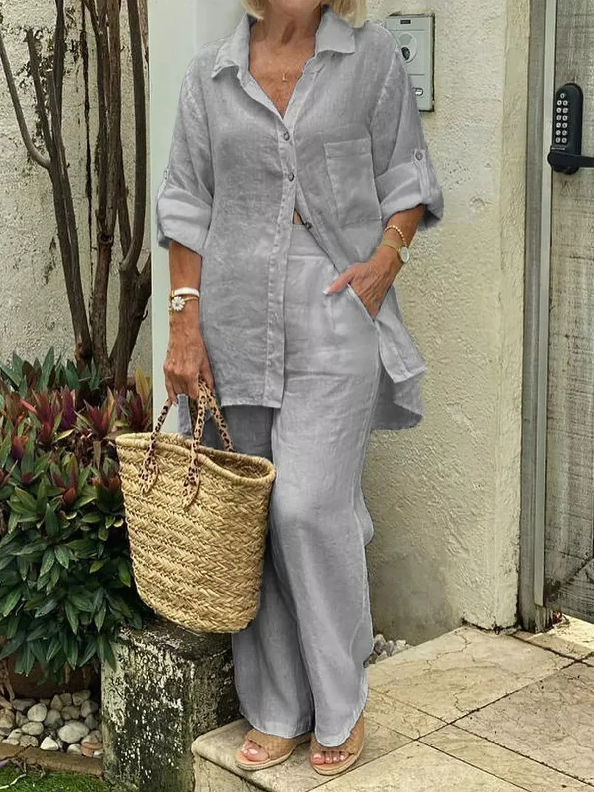 Linen Plain Two Piece Sets
