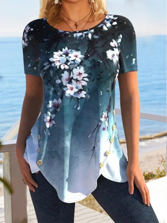 Floral Crew Neck Regular Fit T-Shirt