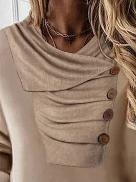 Casual V Neck Buttoned Sweatshirts