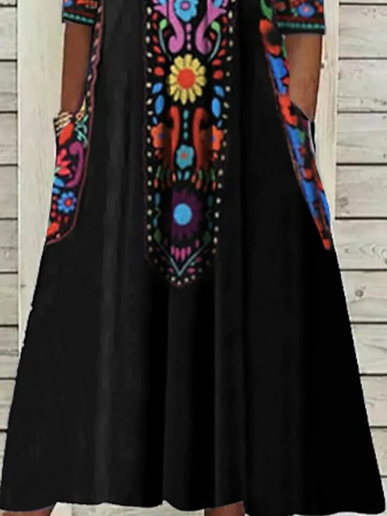 V Neck Boho Regular Fit Dresses