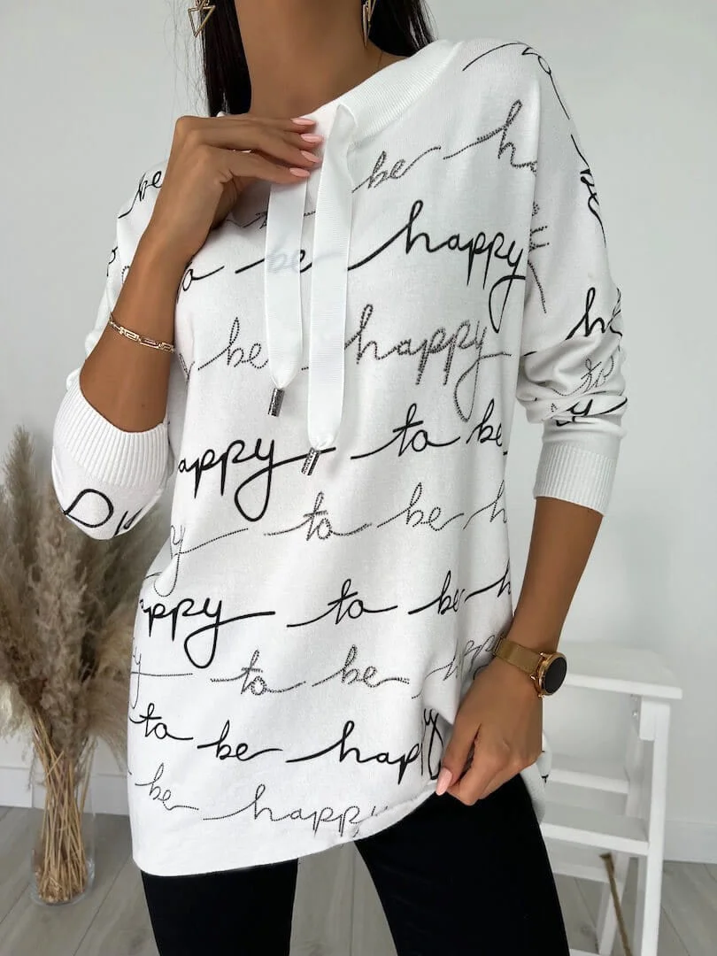 Casual Letter Print Loose Sweatshirt