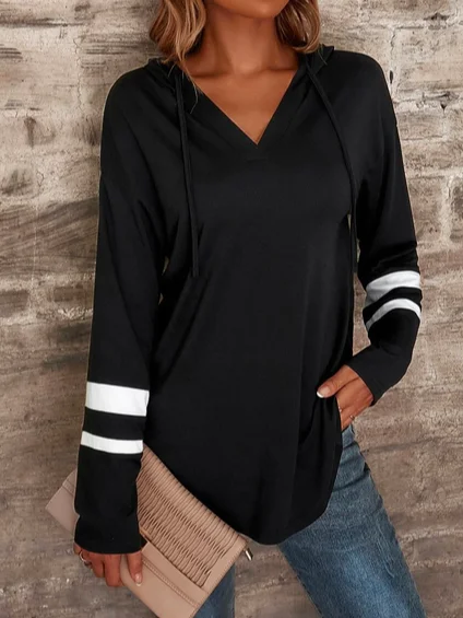 Loose Color Block Hoodie Casual  Sweatshirts