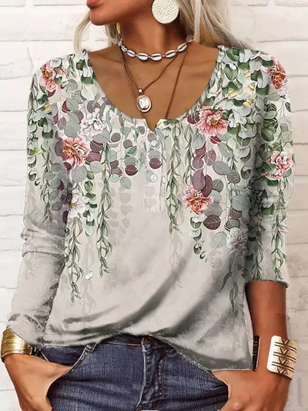 Leaf Cotton-Blend Loose Tops
