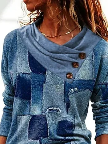 Geometric Crew Neck Casual T-Shirt