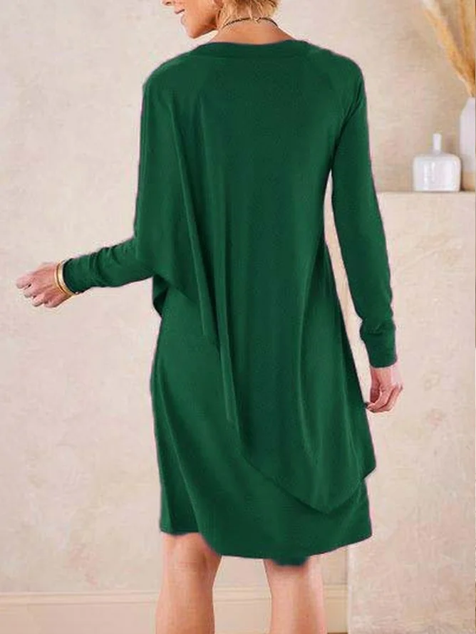 Plain V Neck Casual Dresses