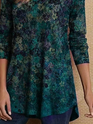 Loose V Neck Casual Floral Top