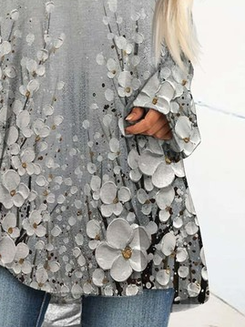Casual Loose Knitted Floral T-Shirt