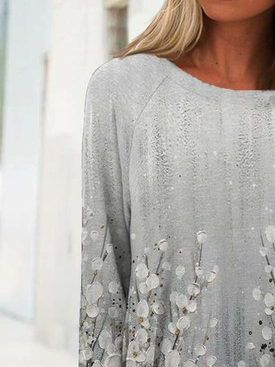 Casual Loose Knitted Floral T-Shirt