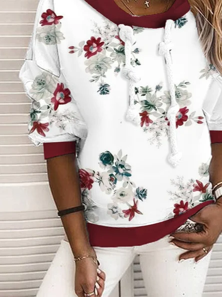 Casual Loose Floral Sweatshirt