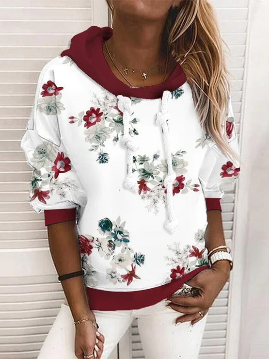 Casual Loose Floral Sweatshirt