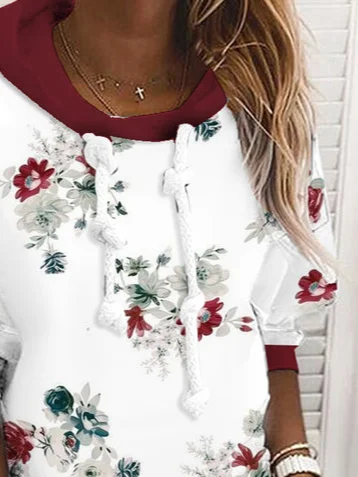 Casual Loose Floral Sweatshirt