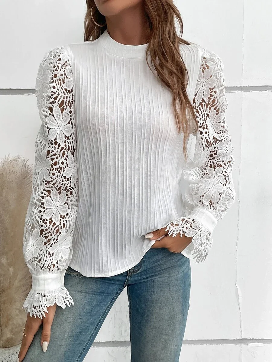 Plain Casual Loose Stand Collar Top